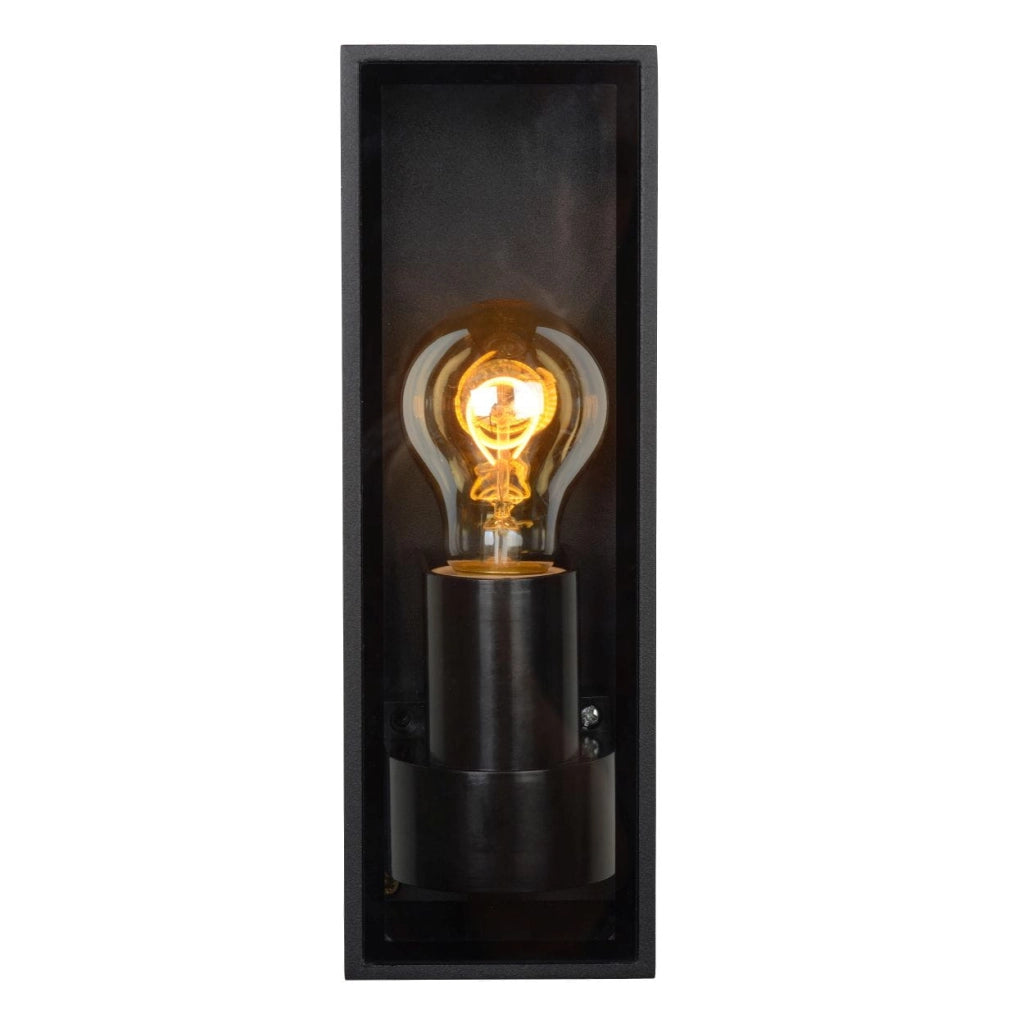 Applique esterna Lucide Dukan E27 40W IP65 nera vetro