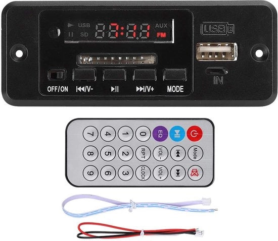 Decoder MP3 USB con Display LED - Nero - Supporto per Radio FM - Con Porta Carta di Memoria e Disco Rigido - Adatto per Audio