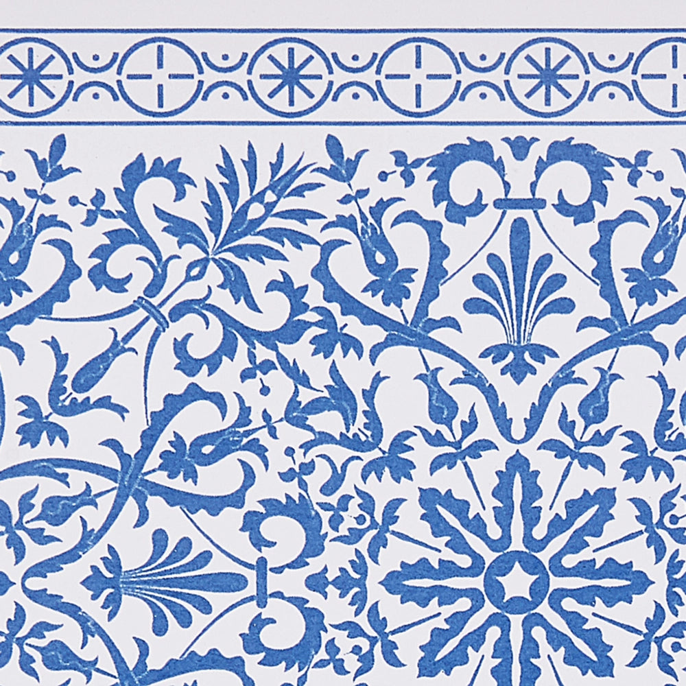 Set di 3 Accessori Bagno in Ceramica bianca e blu decorata dispenser sapone Portaspazzolino recipiente
