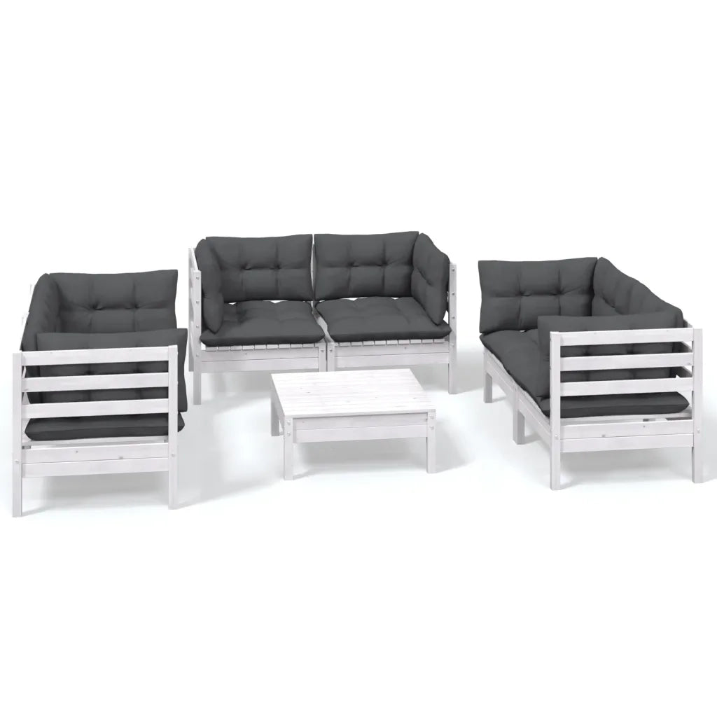 Set Salotto da Giardino 7pz con Cuscini Legno Massello di Pino 3096251