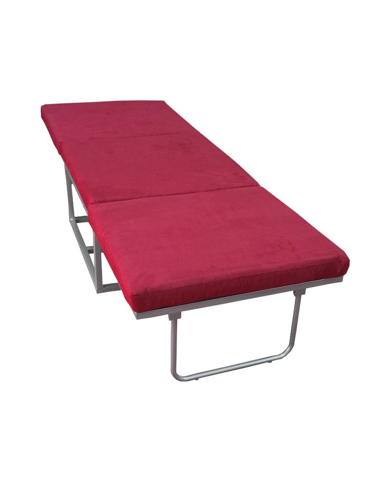 Pouf letto a scomparsa, letto richiubibile in microfibra rosso Sicorage Elly