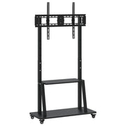 Supporto TV con rotelle per schermi da 32 a 90 pollici 106 x 46,5 x 197 cm regolabile facile da spostare acciaio nero 02_0047641