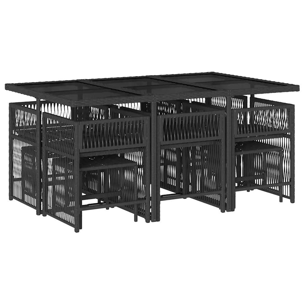 Set da Pranzo da Giardino 11 pz con Cuscini in Polyrattan Nero 3211687