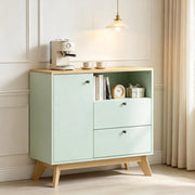 MADIA Bicolore 80x35x76,3 cm in MDF Verde Chiaro e Rovere
