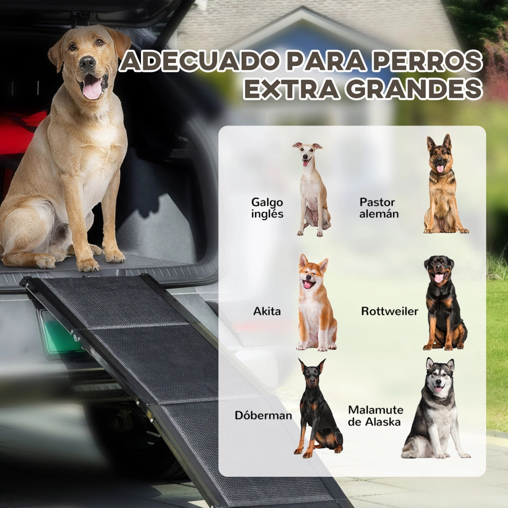 Rampa Pieghevole per Cani ¨C zephmum ¨C Alluminio Antideslizante 158x43.5x2.5 cm Nero