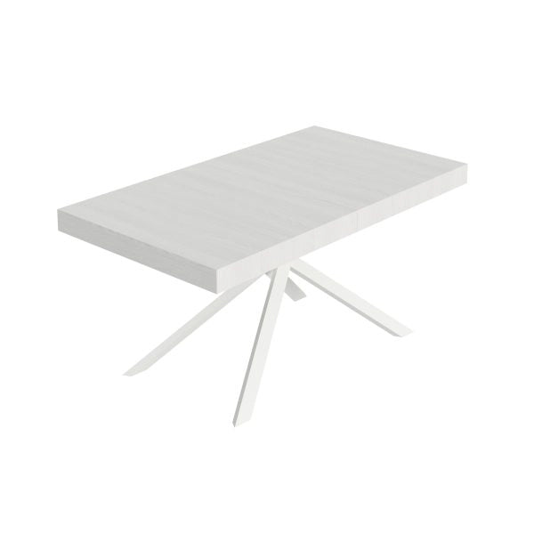 Tavolo Allungabile 160-244x80x74 cm Niket Bianco Frassino Gambe Bianche