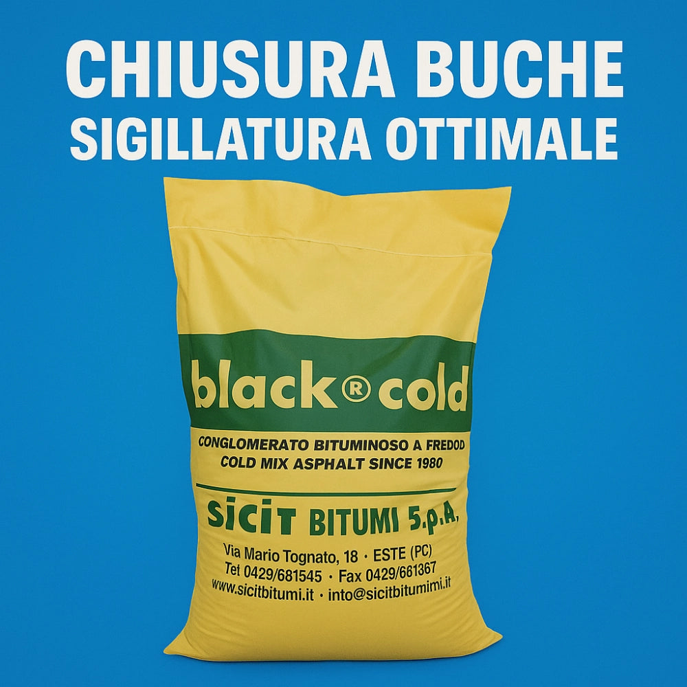 Asfalto a freddo ecologico riciclabile riparazione rapido black-cold sacco 25 kg