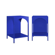 Set 2 comodini, tavolini industriali, blu