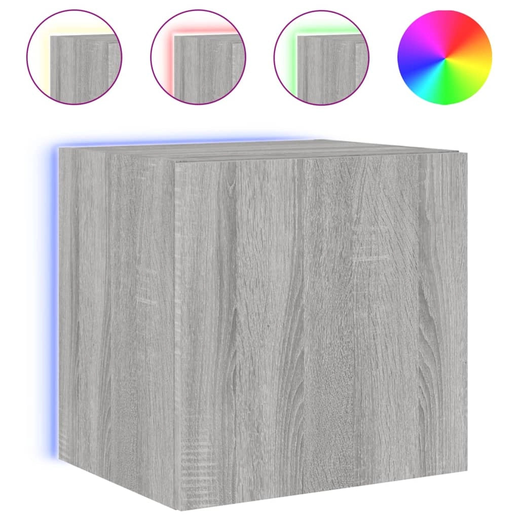 Mobile TV multimediale mensola TV mobile TV credenza TV parete attrezzata per sala da pranzo soggiorno camera da letto con luci LED Sonoma 40,5 x 35 x 40 cm grigio 02_0028048