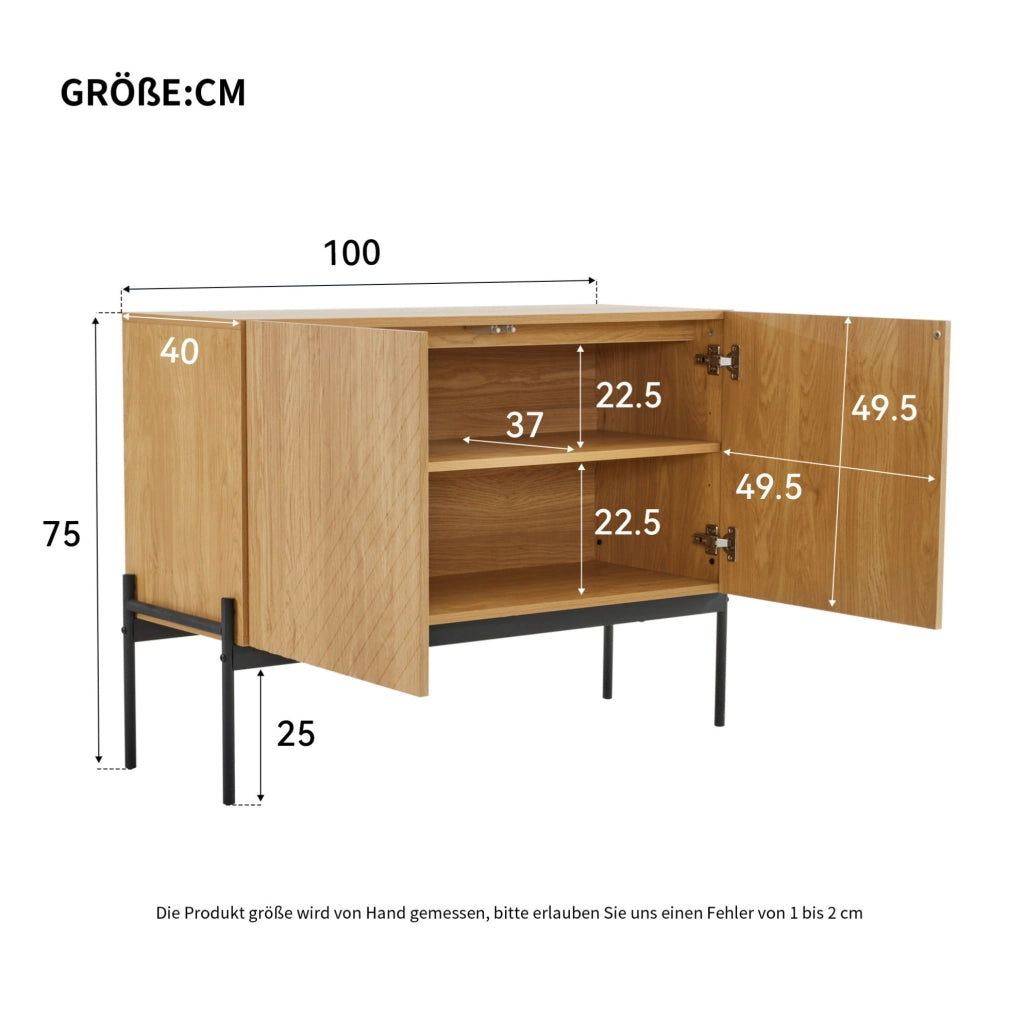 Credenza moderna con 2 ante e gambe in metallo