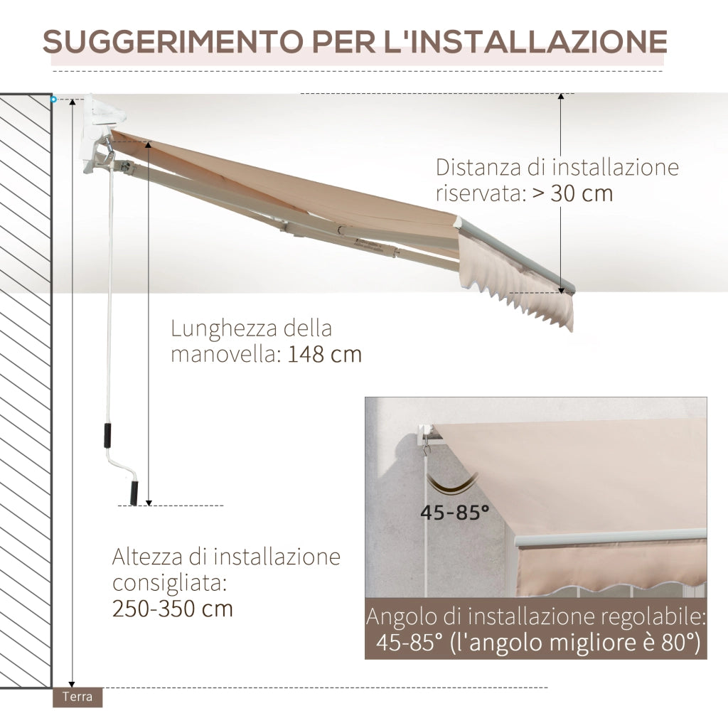 Tenda da Sole Bracci Avvolgibile Esterno ¨C zephmum ¨C Beige 295x200 cm
