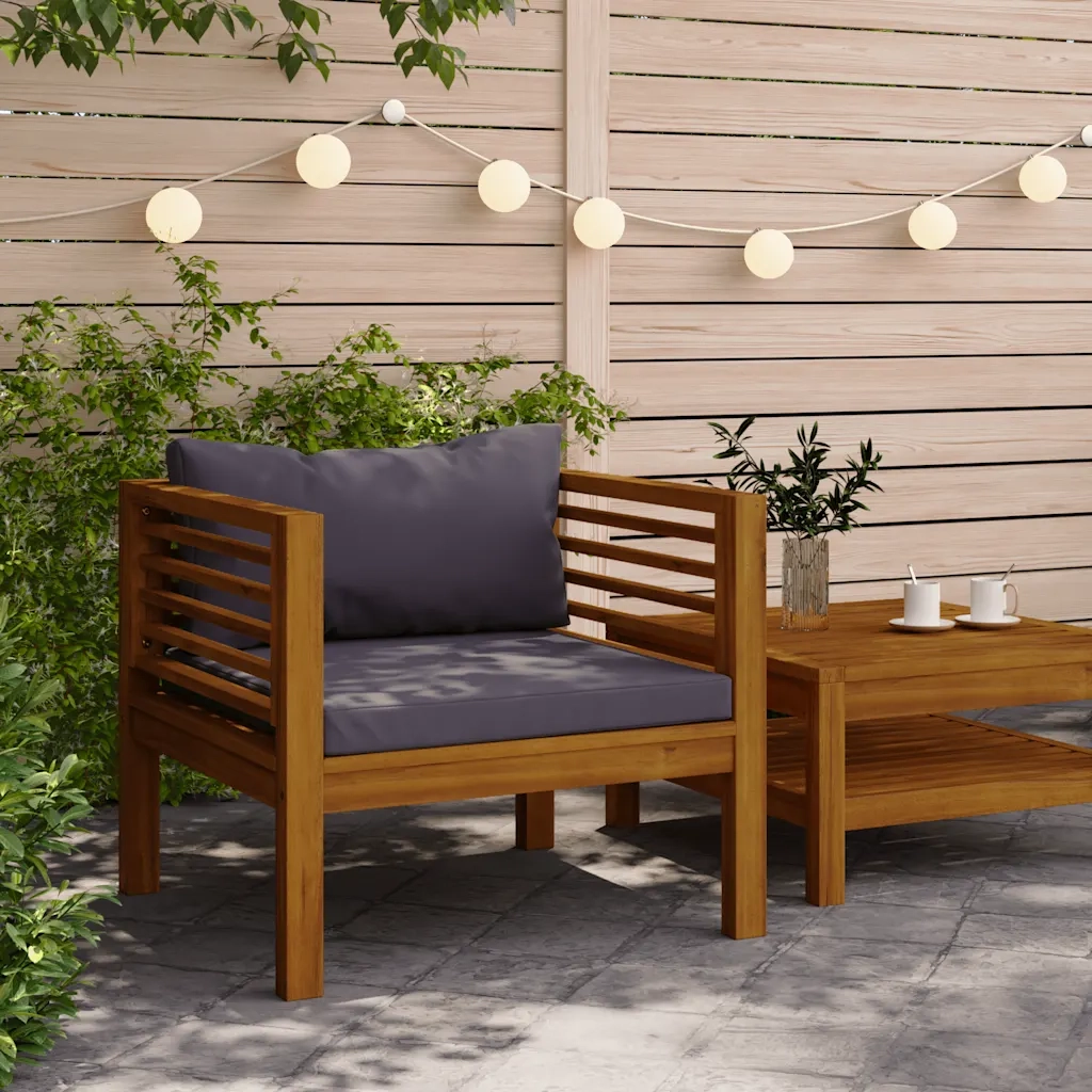 Sedia da Giardino con Cuscini Grigio Scuro in Massello d'Acacia CFW2071721