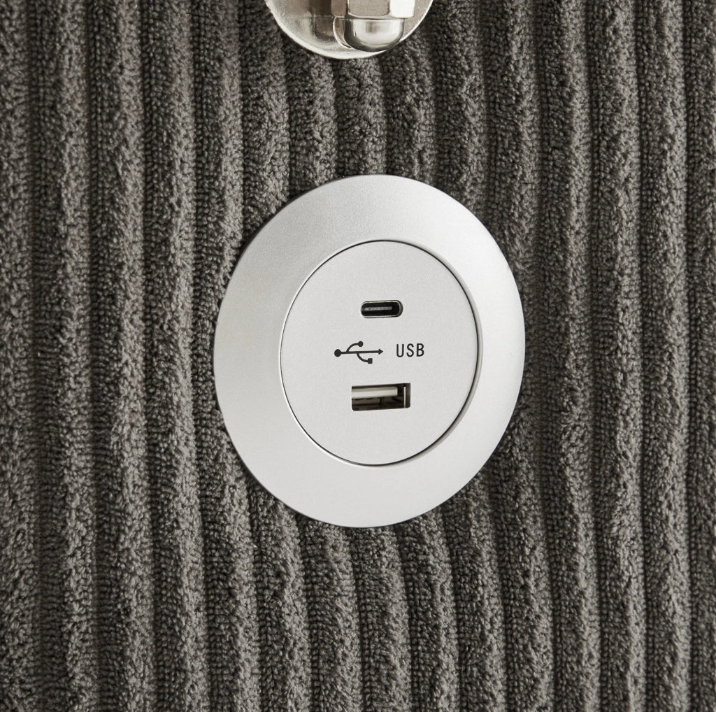 Divano angolare modulabile 3 posti in velluto a coste grigio scuro