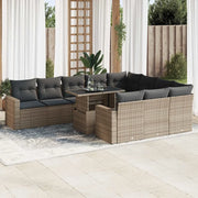 Set Divani da Giardino 11 pz con Cuscini in Polyrattan Grigio 3326391