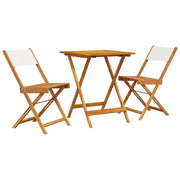 Set da Bistrot 3pz | Set Salotto da Giardino Bianco Crema in Tessuto e Legno Massello