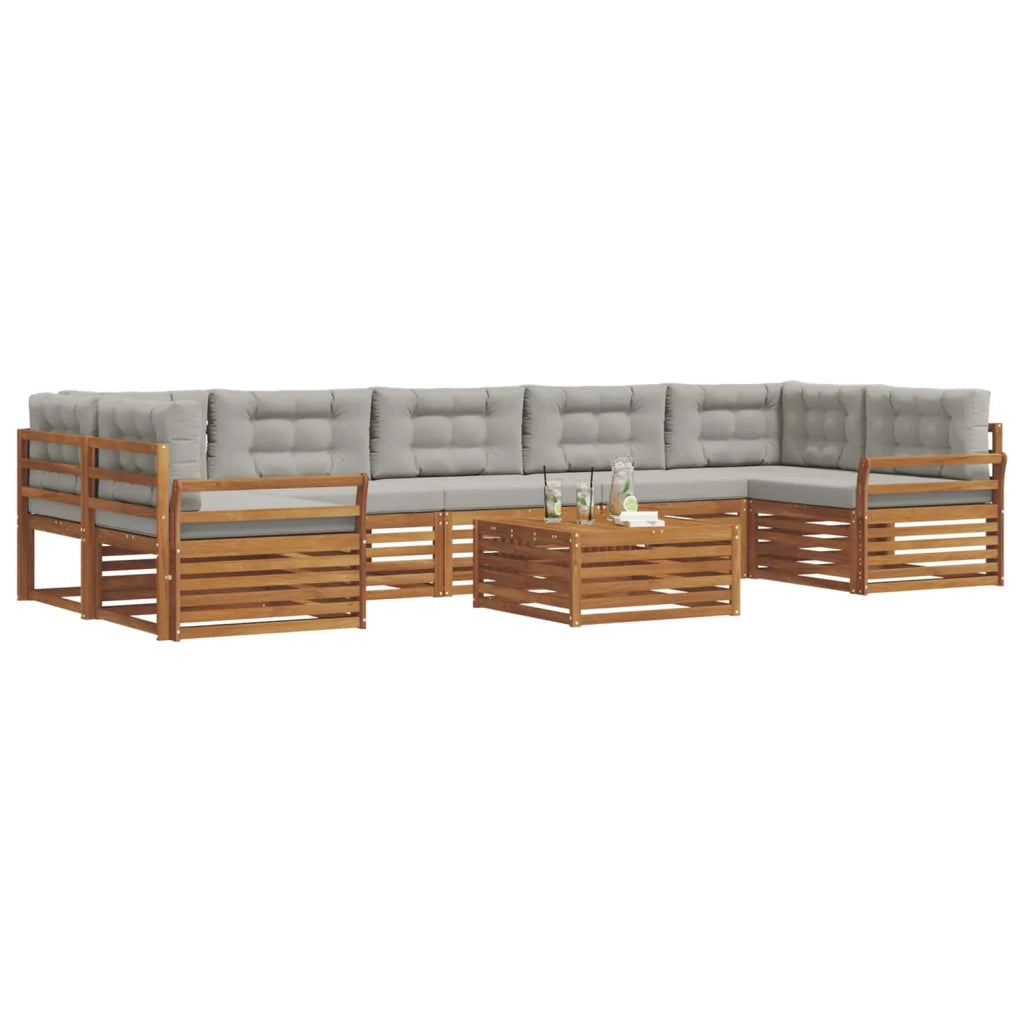 Set di divani da esterno 8 pcs Grigio Naturale e Chiaro