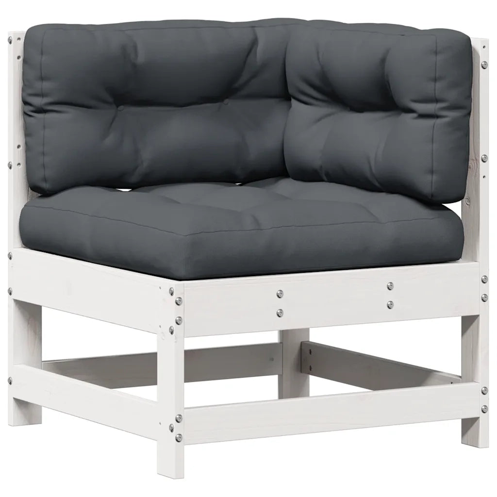 Set Salotto Giardino 7pz con Cuscini Bianco Legno Massello Pino 3250945