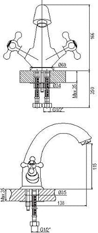 Rubinetto bagno Per Lavabo Vintage ramato stile antico
