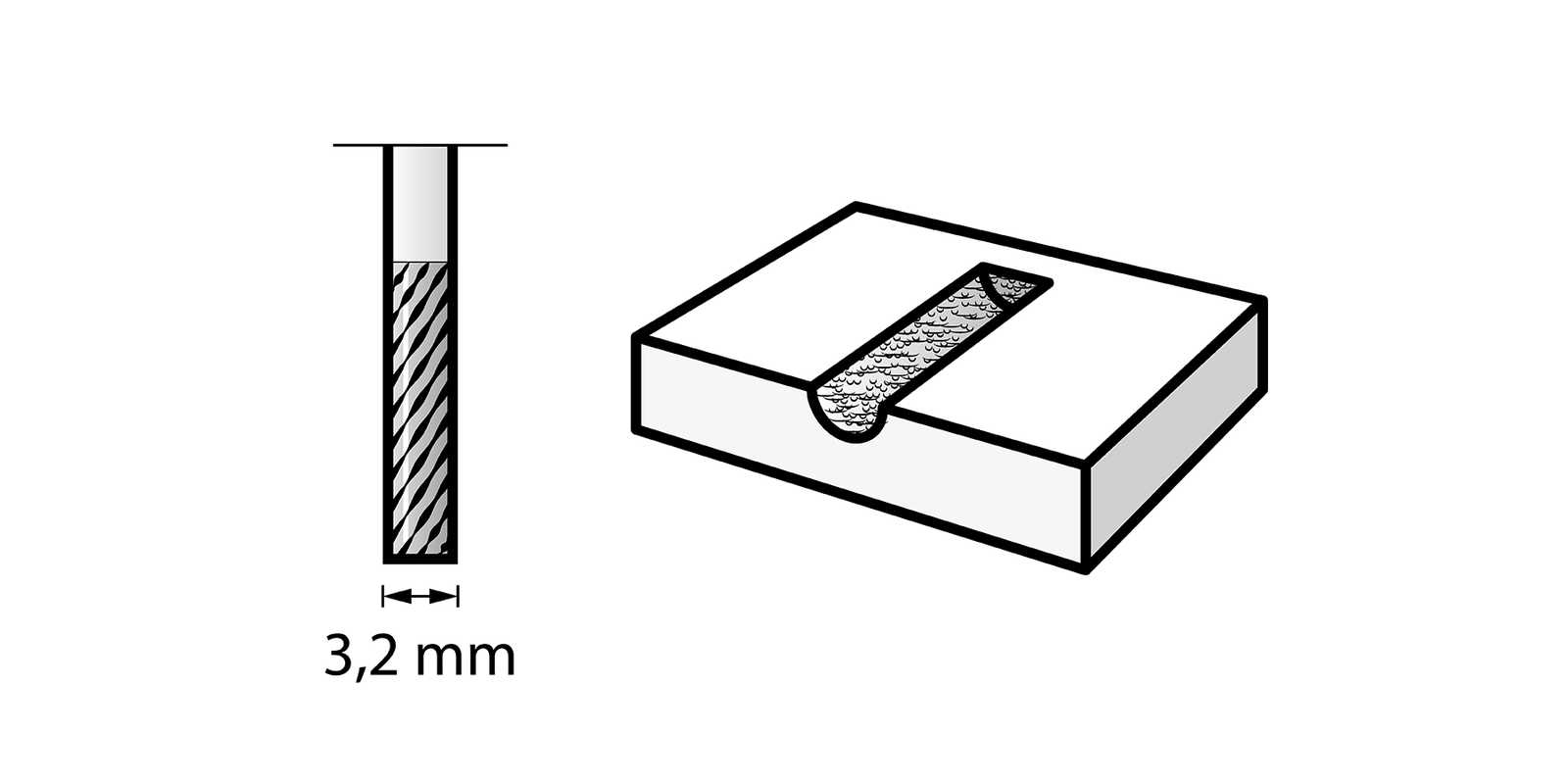 Fresa al carburo Dremel di tungsteno punta quadrata 3,2 mm (9901)