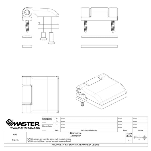 Cerniera per scuretto ante in alluminio Vania Master nero Opaco alta resistenza