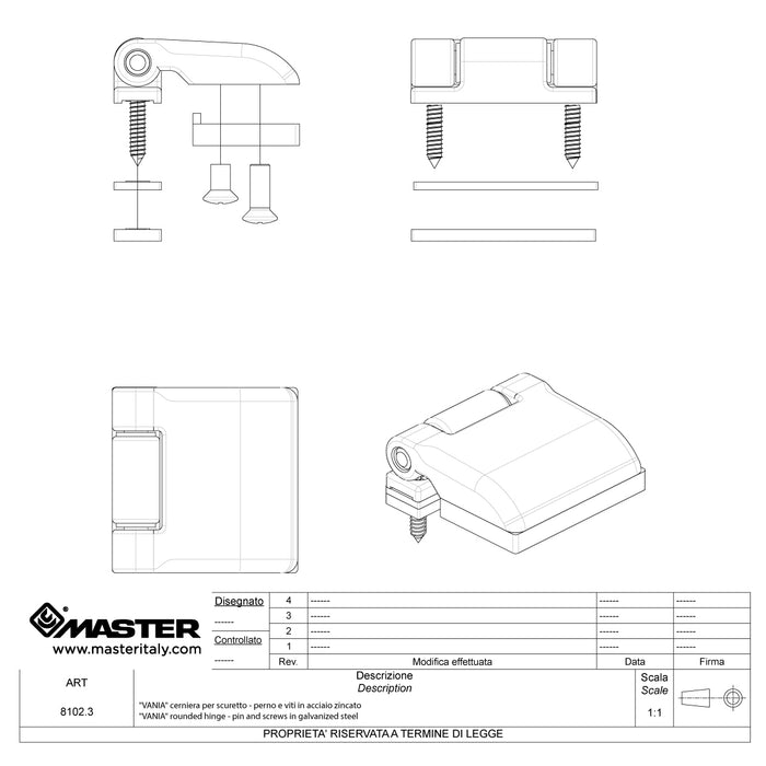 Cerniera per scuretto ante in alluminio Vania Master nero Opaco alta resistenza