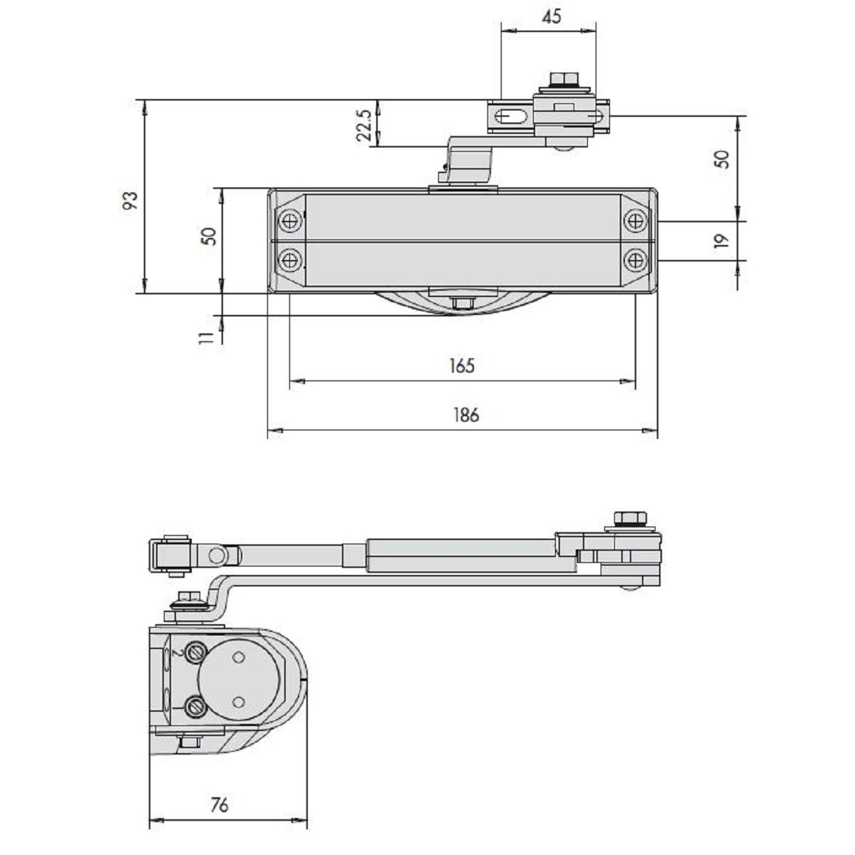 C1416-03-0-97 CHIUDIPORTA SMART PLUS 2 GRIGIO RAL 9006. CISA