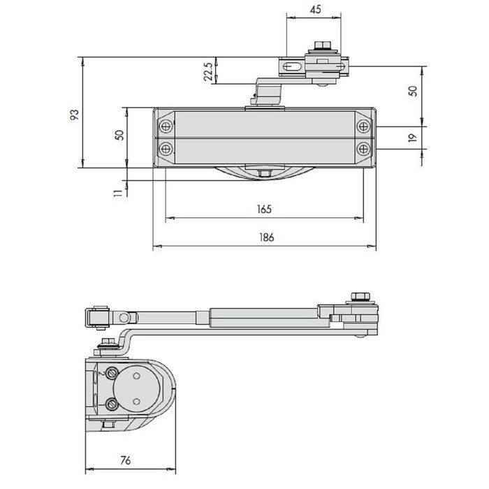 Chiudiporta cisa aereo smartplus2 nero opaco per porte e portono max 80kg