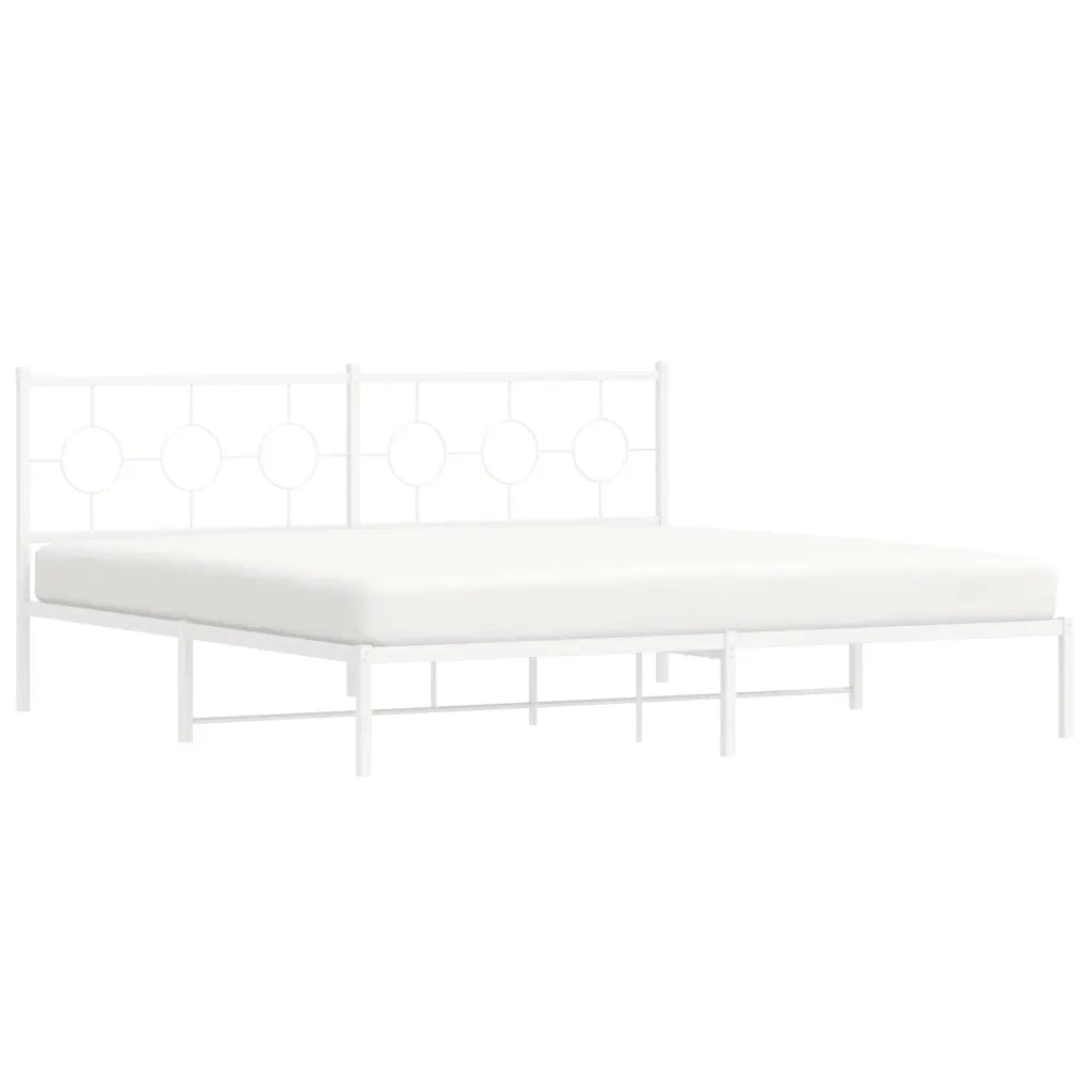 Giroletto con Testiera Metallo Bianco 200x200 cm 376282