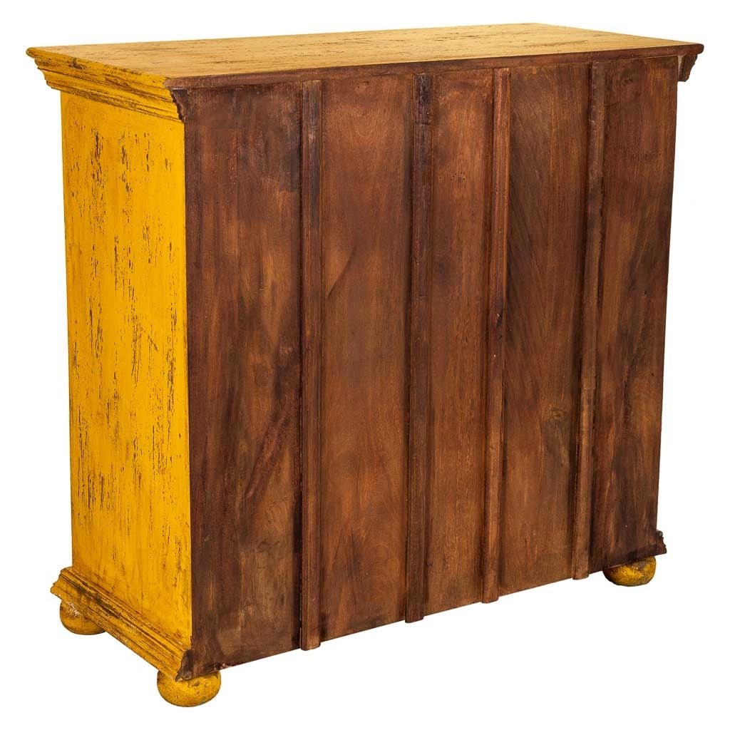 Aparador de madera amarillo 90x40x90 cm