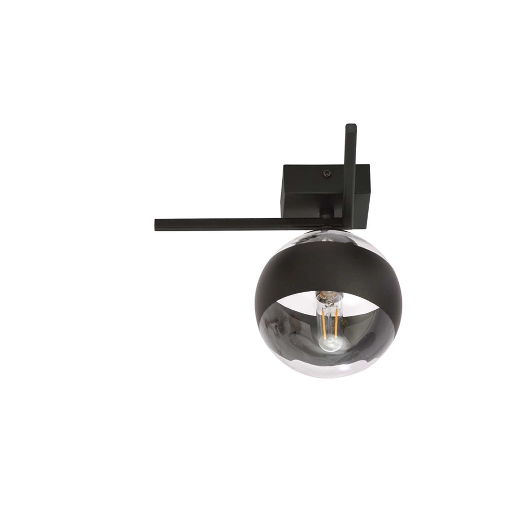 Plafoniera Moderna Andromeda Acciaio Nero Vetro 1 Luce E14 Ip20