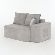 Divano Angolare Modulare 3 Posti con Chaise Longue Senza Montaggio; Seduta Profonda XXL; Ciniglia Grigio