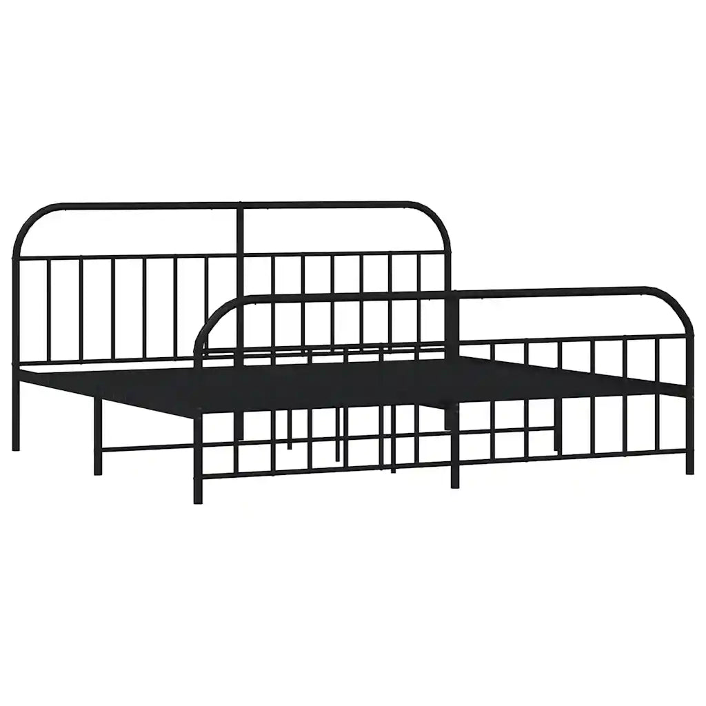 Giroletto con Testiera e Pediera-Struttura Letto Metallo Nero 193x203 cm 577015