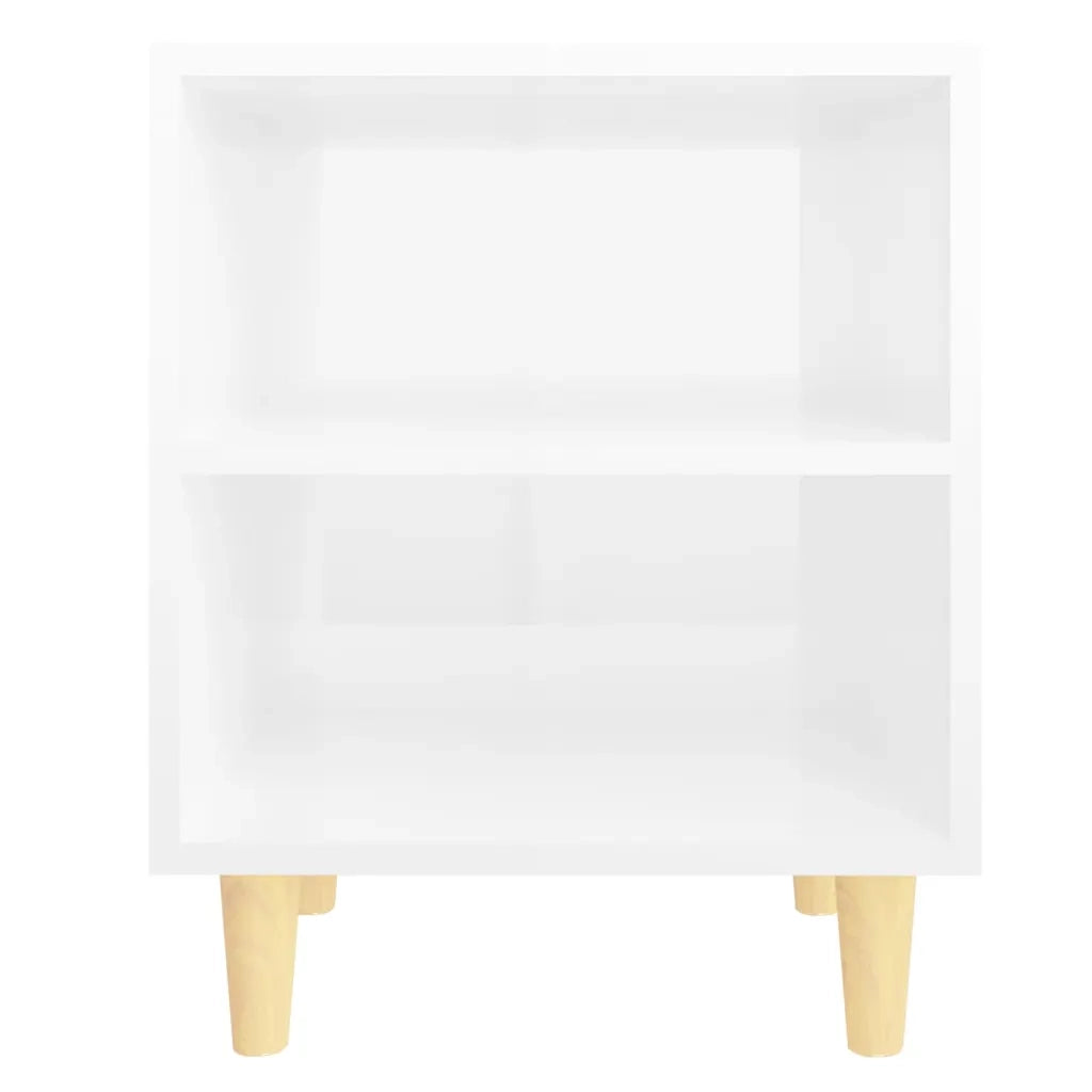 Comodini Gambe in Legno Massello 2 pz Bianco Lucido 40x30x50 cm cod mxl 31315