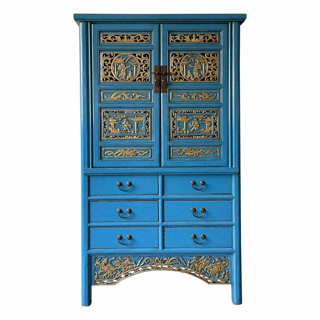 Armadio in legno blu 100x43x170h