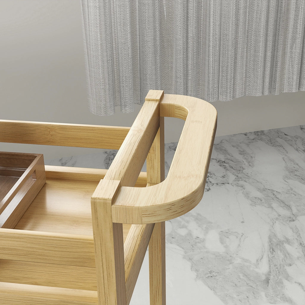 Scaffale Bagno Carrello Portaoggetti Salvaspazio 55x20x75 cm 3 Ripiani in Bambù Colore Naturale