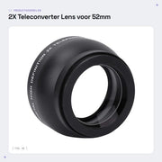 Teleconverter 2X per Telelens 52mm - Lens Professionale - Impermeabile - Leggero - Lega di Alluminio