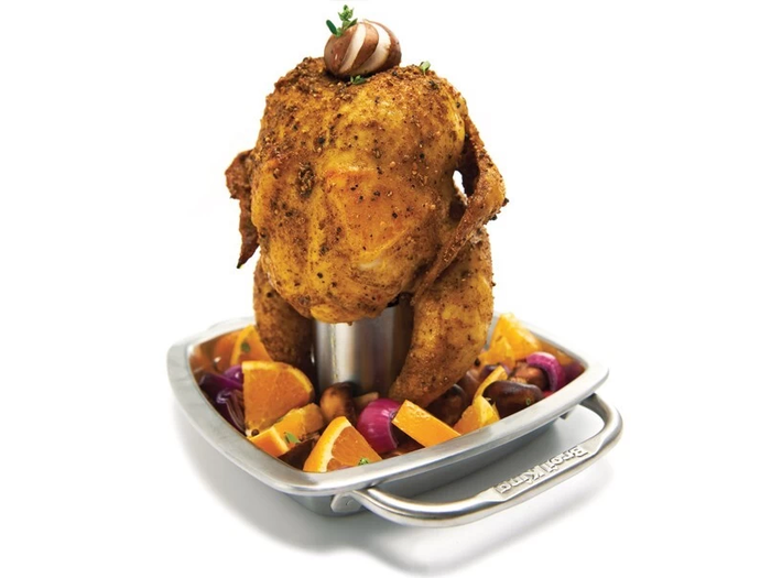 Supporto pollo Imperial Broil King in acciaio inox con maniglie