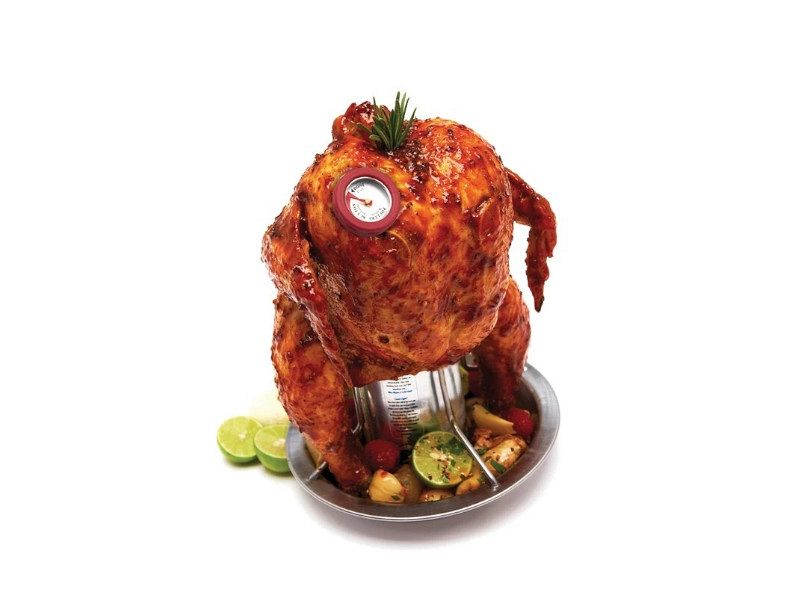 Supporto pollo Pluma Broil King in acciaio inox con termometro