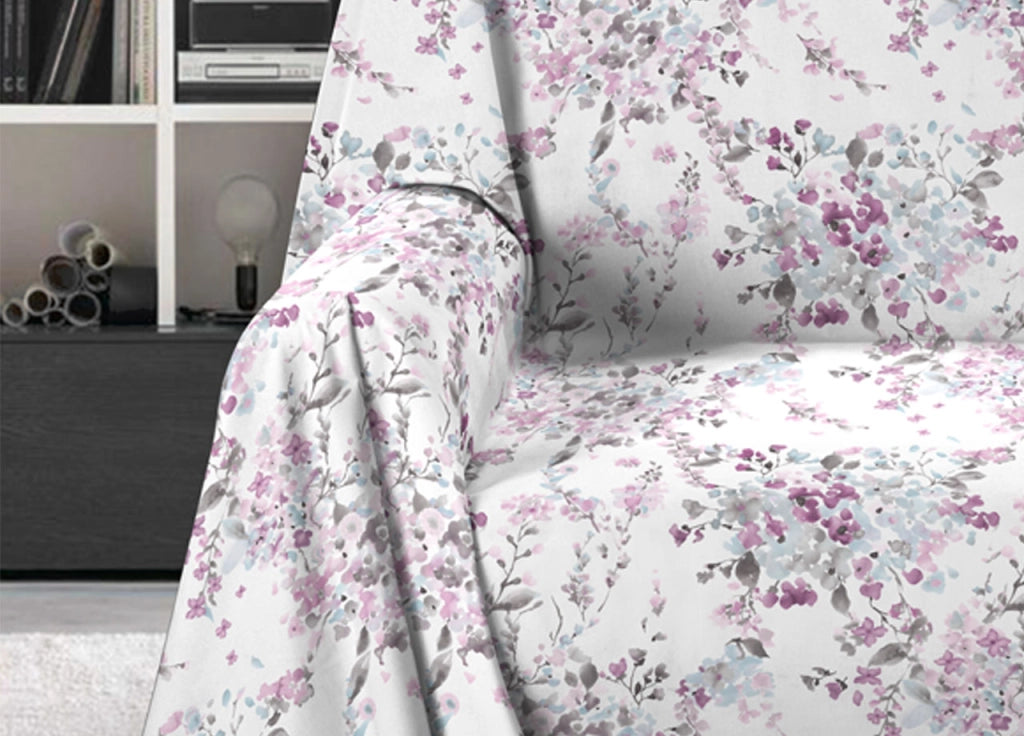 Telo Arredo Granfoulard Copritutto Salvadivano 100% Cotone Disegno Acquarello - Singolo - Acquarello