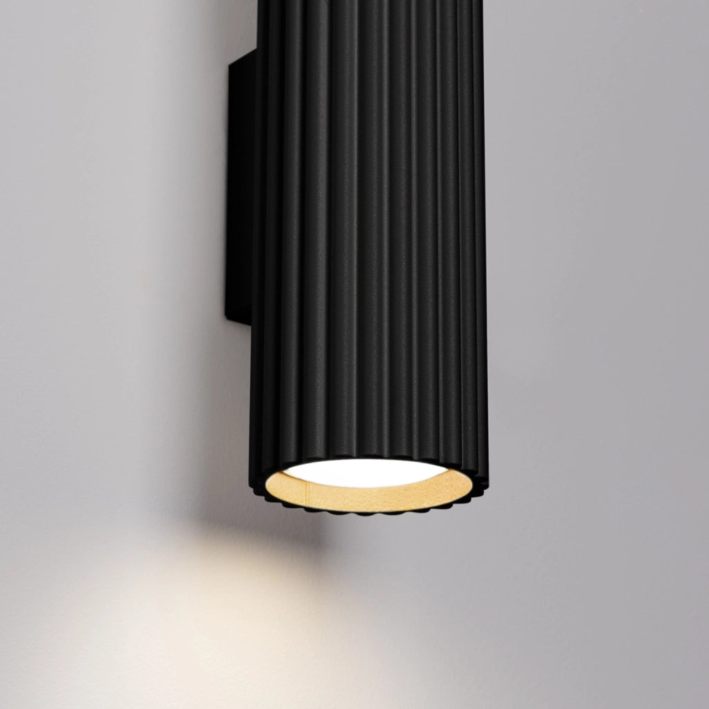 Applique tubo nero rigato 20cm su/giù 2xGU10 GRAVIO PureLume