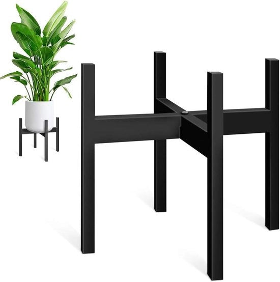 Sostegno per piante in metallo Mid Century - angolo - interno/esterno - grande - nero - adatto per vaso da 35 cm