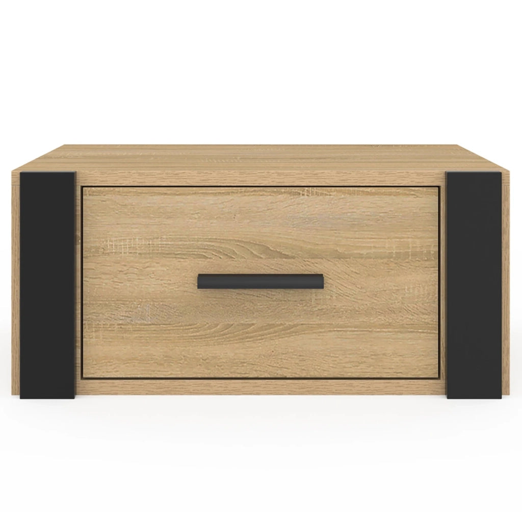 IDMarket - Lote de 2 mesillas de noche murales ONYX con estantes de madera y negros