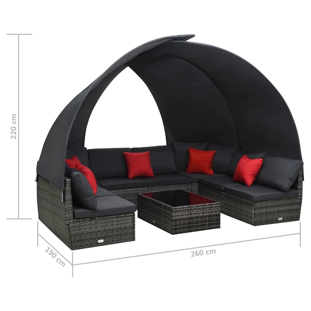 Set Divano Giardino 9 pz e Baldacchino in Polyrattan Antracite 48192