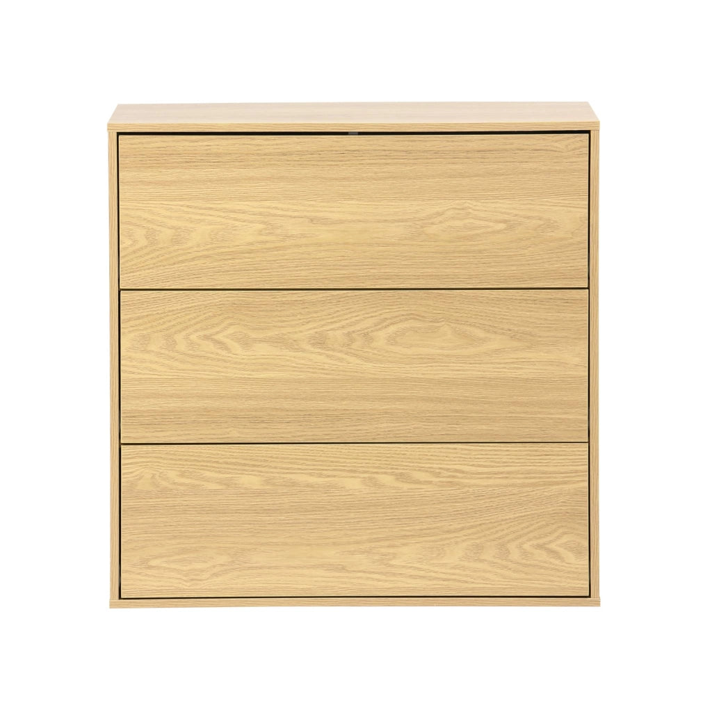 Modulo di stoccaggio decorativo in legno 3 cassetti, quercia
