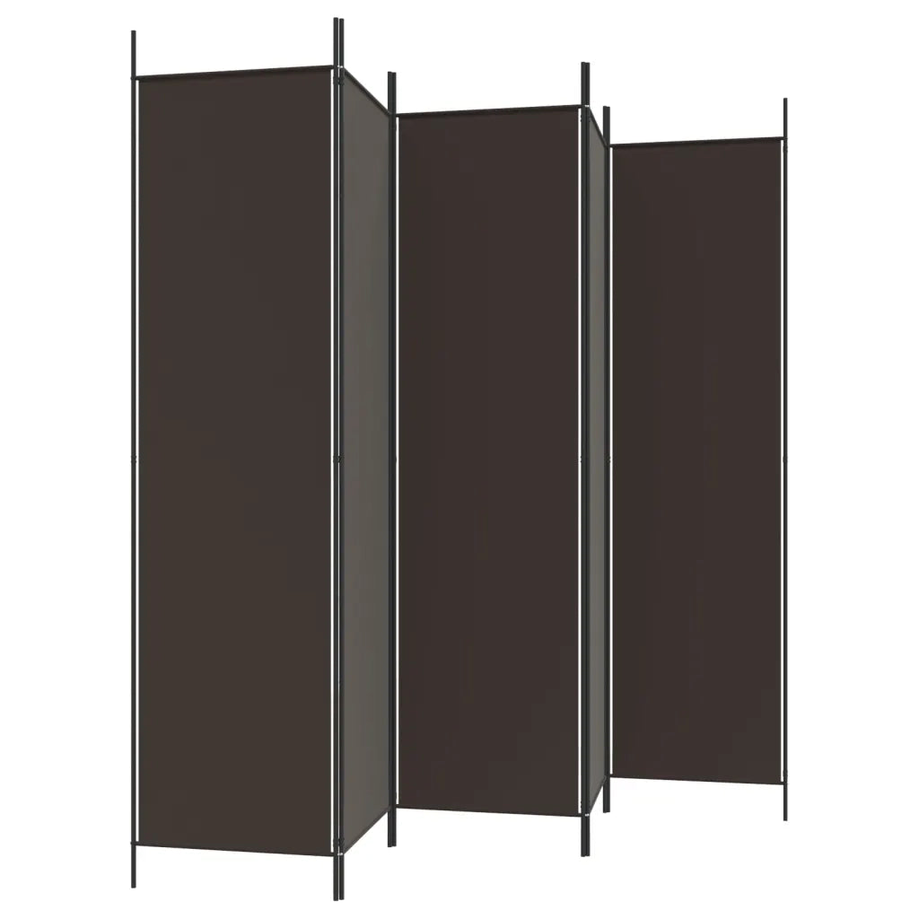 Divisorio Ambienti | Divider per stanze | Paravento a 5 Pannelli Marrone 250x200 cm in Tessuto