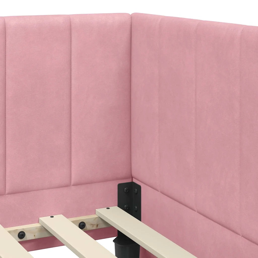 vidaXL Cornice del letto ad angolo Rosa 100 x 200 cm Velluto