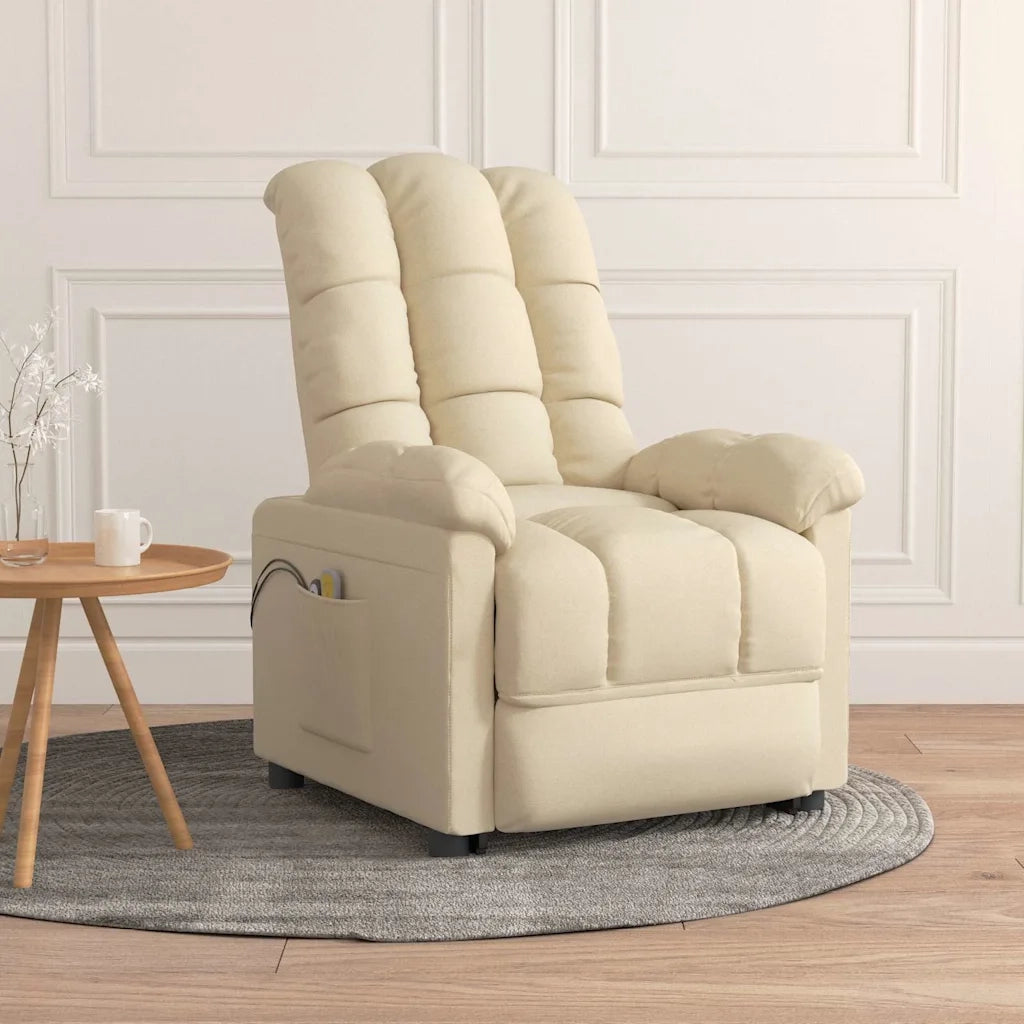 Poltrona Massaggiante Elettrica Crema in Tessuto 3073767