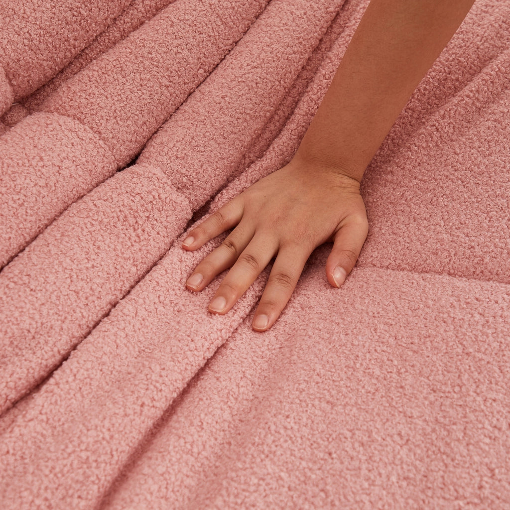 Poltrona modulare da pavimento in ciniglia rosa, con schiuma ad alta resilienza e design ergonomico