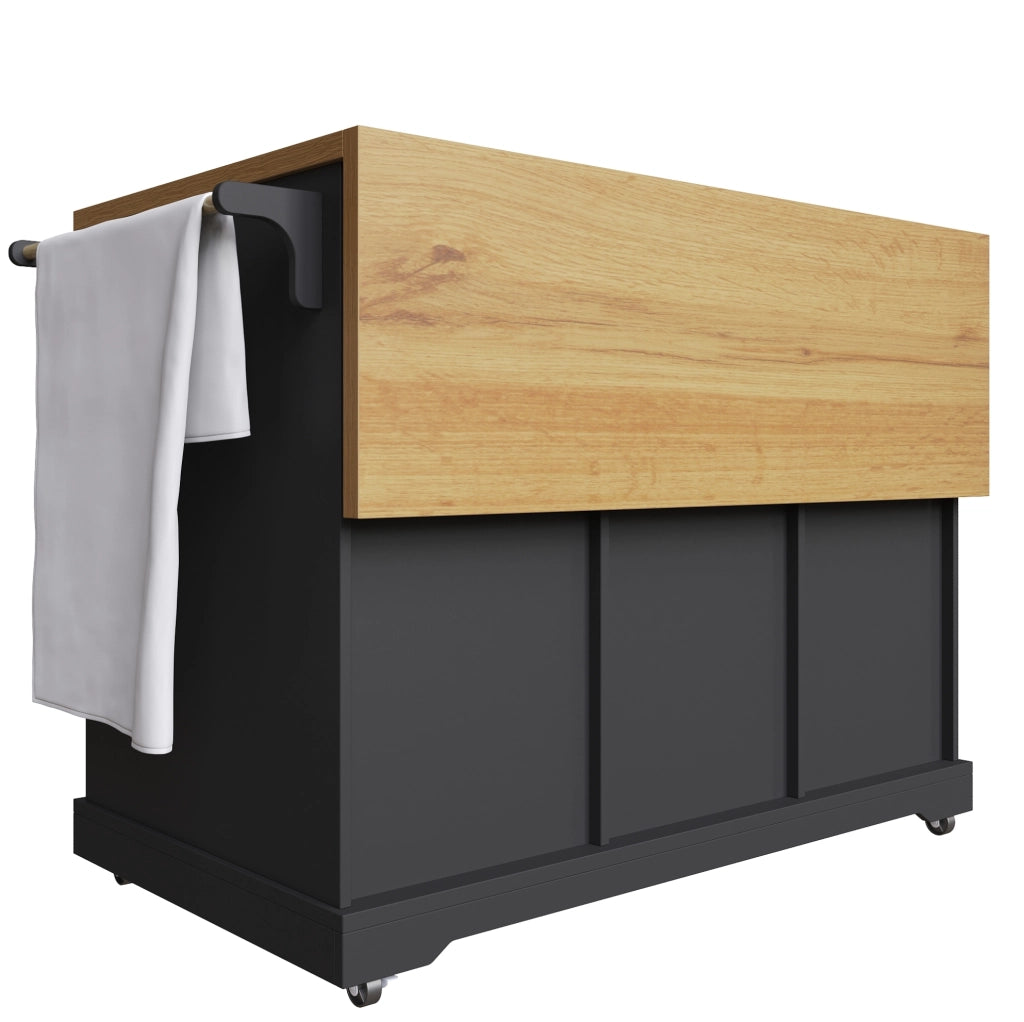 Carrello servitore pieghevole 147x70x93 cm; multifunzionale; in MDF e metallo nero
