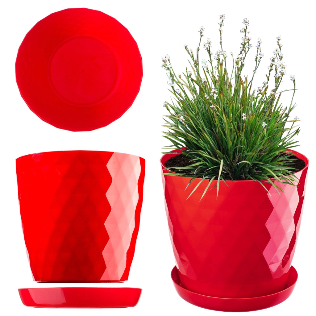 Vaso da fiori KADAX, coprivaso, 18 cm, supporto per fiori, plastica rossa, 3 pezzi.